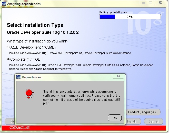 Oracle 10g windows 7
