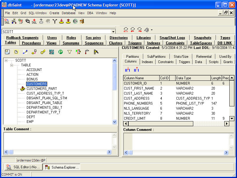 dbSaint Schema Browser