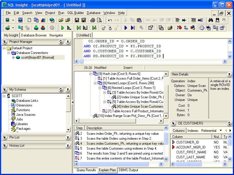 SQL Insight's Explain Plan window